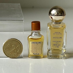Set of 2 ANTILOPE  by Weil  vintage Parfum Extrait 2.5 ml & Parfum de Toilette 7.5 ml Miniatures
