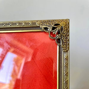 Vintage Gold colored Metal Picture Frame 24.5 x 18 cm CONVEX glass
