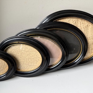 Antique Oval Black Bakelite Frames Convex glass 5 sizes available