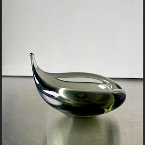 Sculptural Asymmetrical Holmegaard bowl by Per Lutken   Denmark  signed 1957