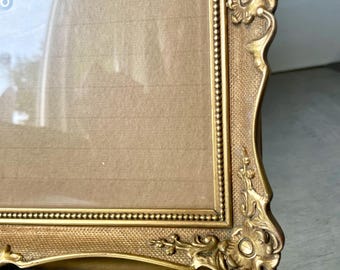 Antique Wooden Frame  gold colored  28 cm x 22 cm CONVEX Glass