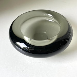 Sculptural symmetrical Holmegaard bowl by Per Lutken  1960’s Denmark  signed numbered