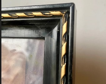 Antique Black wooden frame with gilding 22 cm  x 21 cm