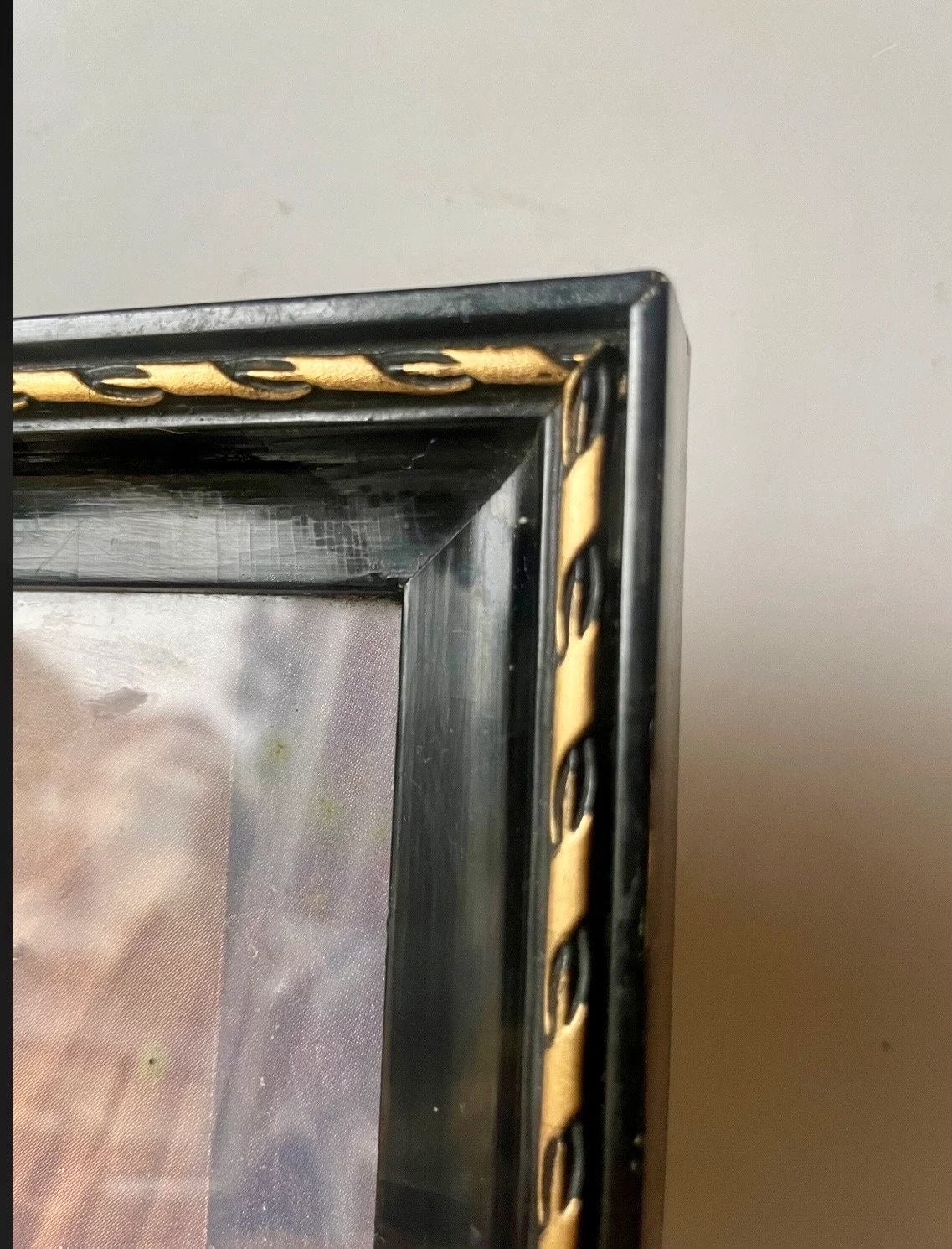 アンティークの黒い木製フレーム Antique Black Wooden Frame With Gilding 22 Cm X 21 Cm - Etsy
