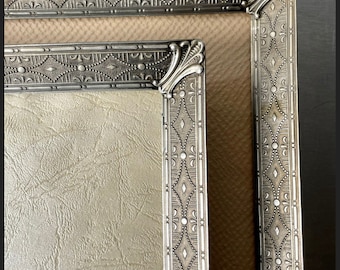 Pair Identical Vintage Metal Frames Each 18.5 cm x 14.5 cm Convex Glass