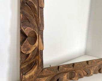 Antike handgeschnitzte Holzrahmen Zedernholz 51,5 cm x 40,5 cm