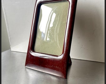 Antique  Art Deco  Mahogany Wooden Frame  22.5 cm x 13.5 cm convex glass