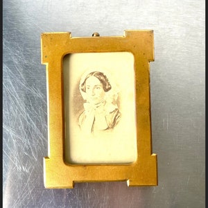 Antique  Metal Photo Frame gold colored brass  frame measurements 11.5 cm x 8 cm