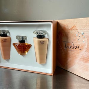 Caixa de presente VINTAGE Trésor by Lancôme 1990 com 3 itens