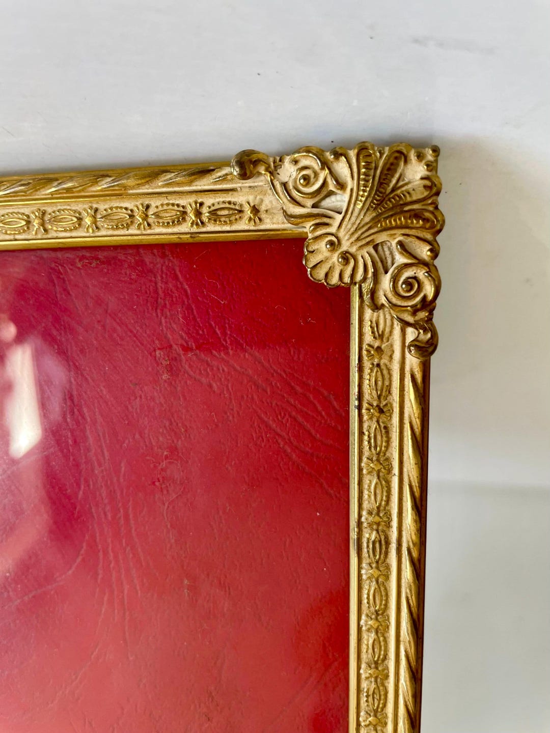Vintage Gold Colored Metal Picture Frame 24.5 Cm X 18 Cm CONVEX Glass ...