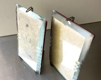 2 Antique beleved glass easel frames 11 cm x 7 cm