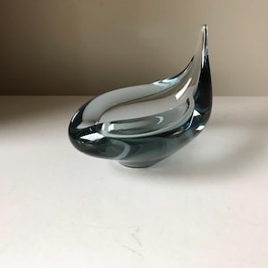 Sculptural Asymmetrical Holmegaard bowl by Per Lutken   Denmark  signed 1961
