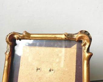 Marco antiguo de madera dorada estilo ART NOUVEAU, 17 x 12,5 cm