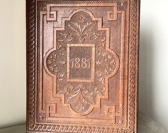 Antique  1881 Carved on solid wood Panel  Relief
