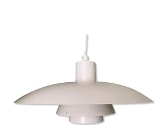 Poul Henningsen, PH 4/3, Louis Poulsen, danés, diseño, vintage, lámpara colgante blanca PH