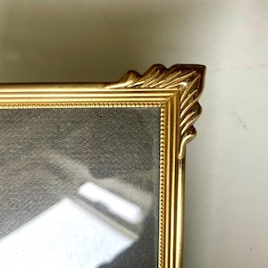 ART DECO  Gold  colored Metal Picture Frame 25 cm x 19 cm CONVEX Glass