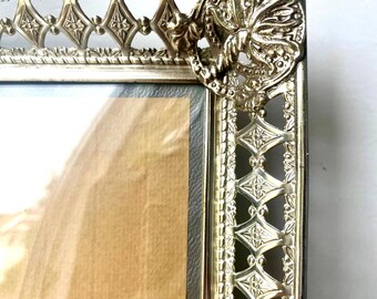 Vintage Silver colored Metal Picture Frame 28 cm x  22 cm CONVEX glass