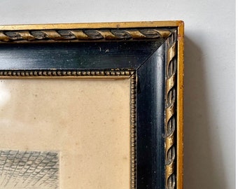 Antique Black Wooden Frame with gilded pearl border  28.5 cm x 24 cm
