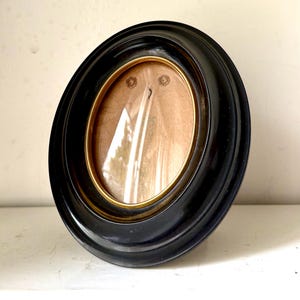 Vintage Bakelite Oval Convex Bubble glass Frame 12.5cm x 10.5 cm