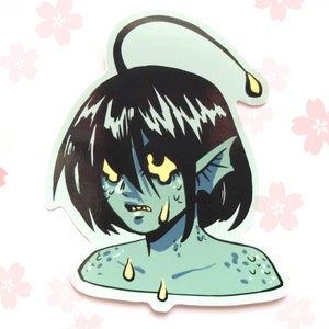 Crying Sirene Aufkleber | Anglerfisch Tiefsee Meerjungfrau Briefpapier | Glänzender Vinyl wasserfester Aufkleber | Fantasy-Mythologisches Wesen