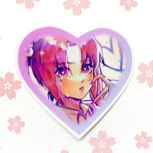 Pegatina de chica de anime con el corazón roto / Yandere llorando adorable / Vinilo mate resistente al agua / Papelería Kawaii Harajuku