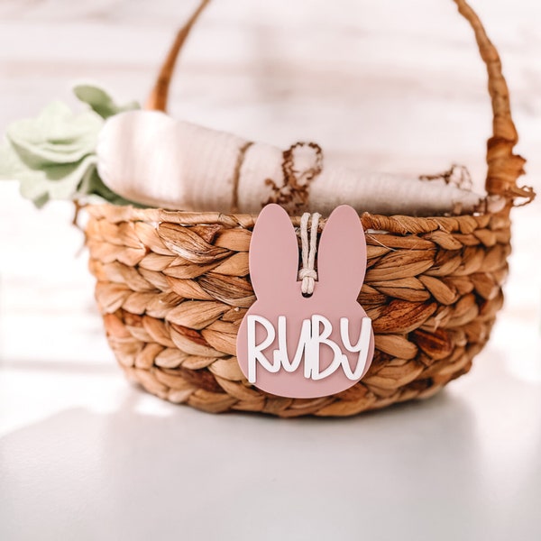 Bunny Basket Tag, Bunny Name Tag, Easter Basket Tag, Easter Tag, Bunny Tag, Name Tag, Kids Easter Basket, Easter Decor, Personalized Name