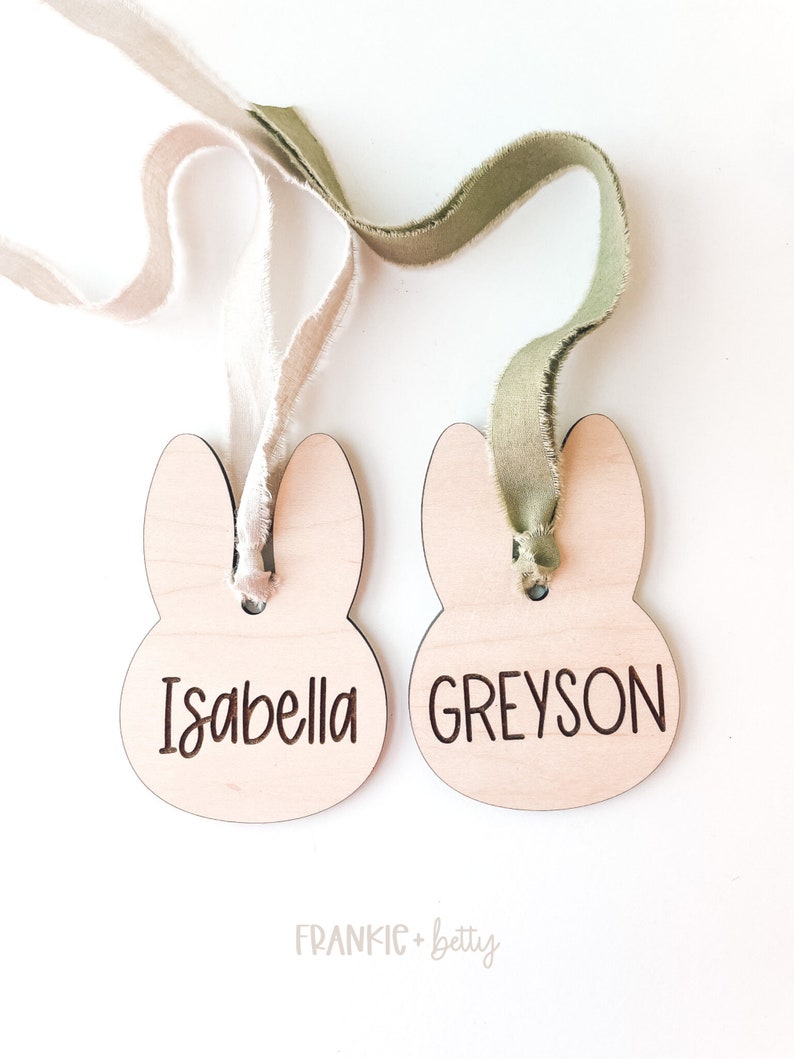 Bunny Tag Easter Bunny Name Tag Personalized Kids Nametag Etsy