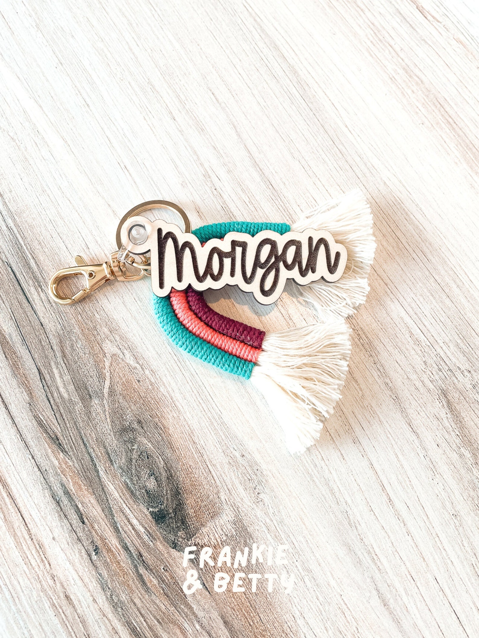 Personalized Macrame Rainbow Name Tag Boho Keychain Backpack - Etsy