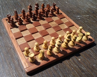 Handmade Magnetic Blind Chess - Made in UK and India - Accessible Chess for Blind People, Magnetic, Portable, Hardwood - 26cm X 26cm