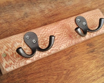 Handmade Coat Hanger - Cast Iron & Hardwood  - Made in UK - Coat Hooks Clothing Hooks Wood Wooden Hangers Hook