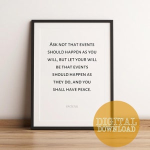 Epictetus Quote Wall Art Printable, Digital Download Stoicism Home Decor PDF, Stoic Philosophy Print Poster, PDF Quote Print, Amor Fati