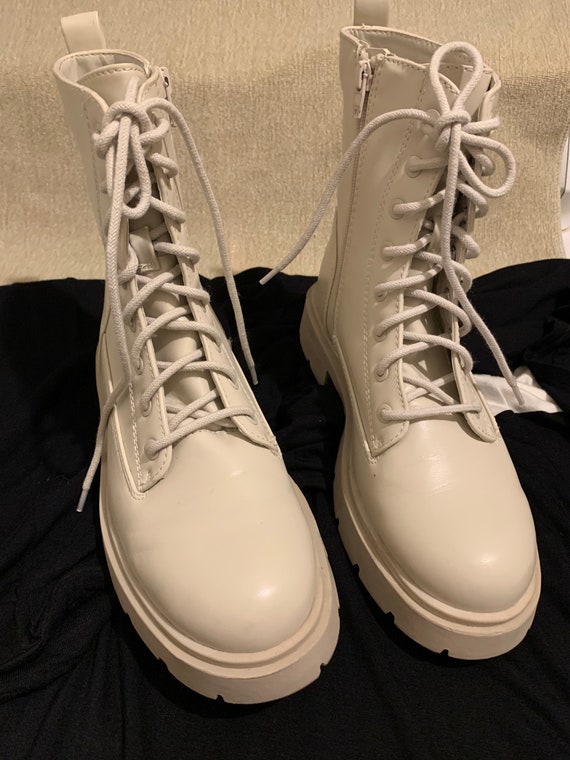 Woman’s off white combat boots - image 2