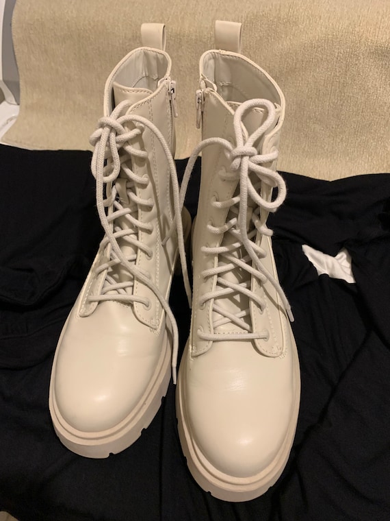 Woman’s off white combat boots - image 4