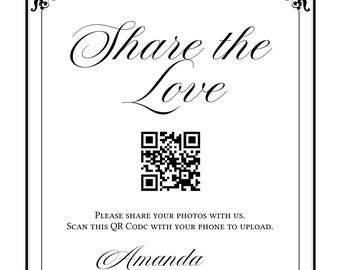 Classy Wedding Asthetic QR Code Sign: Digital Photo Guest Book (Corjl Template)