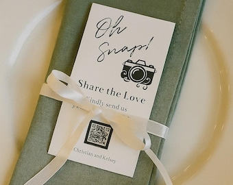 Wedding Photo QR Code Card: Share the Love Table Card (Corjl Editable Digital Download)