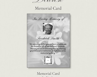 Editable Memorial Card Template • Floral Celebration of Life (Digital Download)