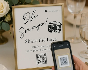 Wedding Photo QR Code Sign: Oh Snap! (Corjl Editable Digital Download 8x10 inch)
