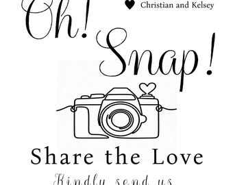 Wedding QR Code Sign: Oh! Snap! Share Love (Editable Digital Download- 4 sizes