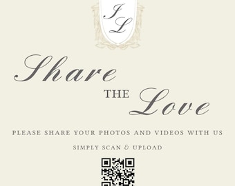 Elegant Wedding Asthetic QR Code Sign: Digital Photo Guest Book (Corjl Template)