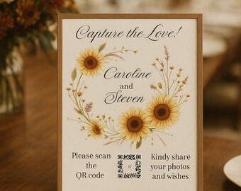 Capture the Love – 8 x 10 Sunflower Wedding Sign | Editable Digital Download