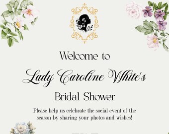 Bridgerton Bridal Shower QR Code Sign | Elegant Tea Party Decor (4 Sizes)