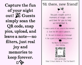Fun QR Code Icebreaker Card: Bachelorette, Reunion, Vacation