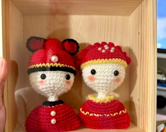 Crochet Wedding Doll Set/Handmade Bride & Groom Amigurumi/Cute Wedding Gift/Custom Couple Dolls/Lovebirds Keepsake