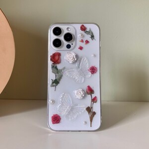 Luxury 3D Butterfly and Rose Phone Case/Creative Handmade Glitter Silicone Case for iPhone 13 12 11 ProMax 13 12Pro 13 12 11 XSMax X/XS XR image 7