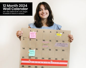 2024 Large Wall Calendar, 2024 Production Calendar, 2024 Company Calendar, 100% Recycled Wall Calendar