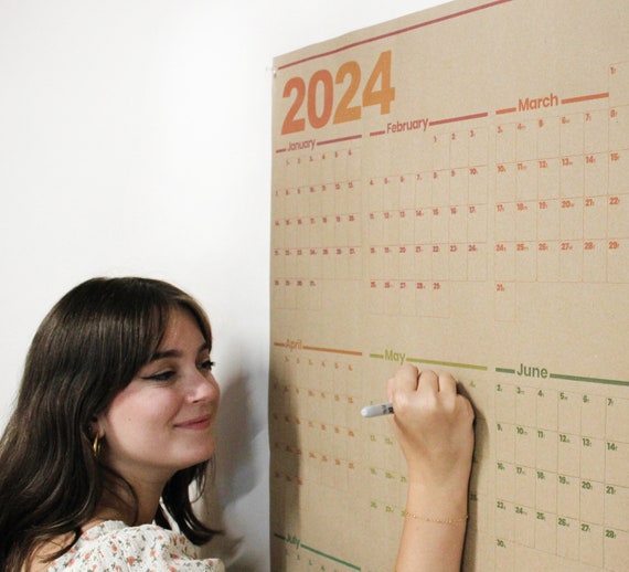 2024 Annual Wall Calendar, 100% Recycled Wall Calendar - Etsy