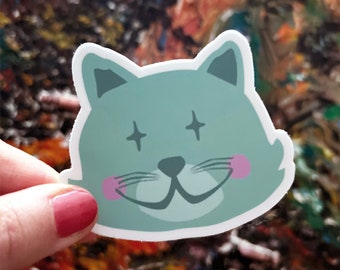 Cat Vinyl Sticker, Laptop Sticker, Waterproof Sticker, Vinyl Sticker