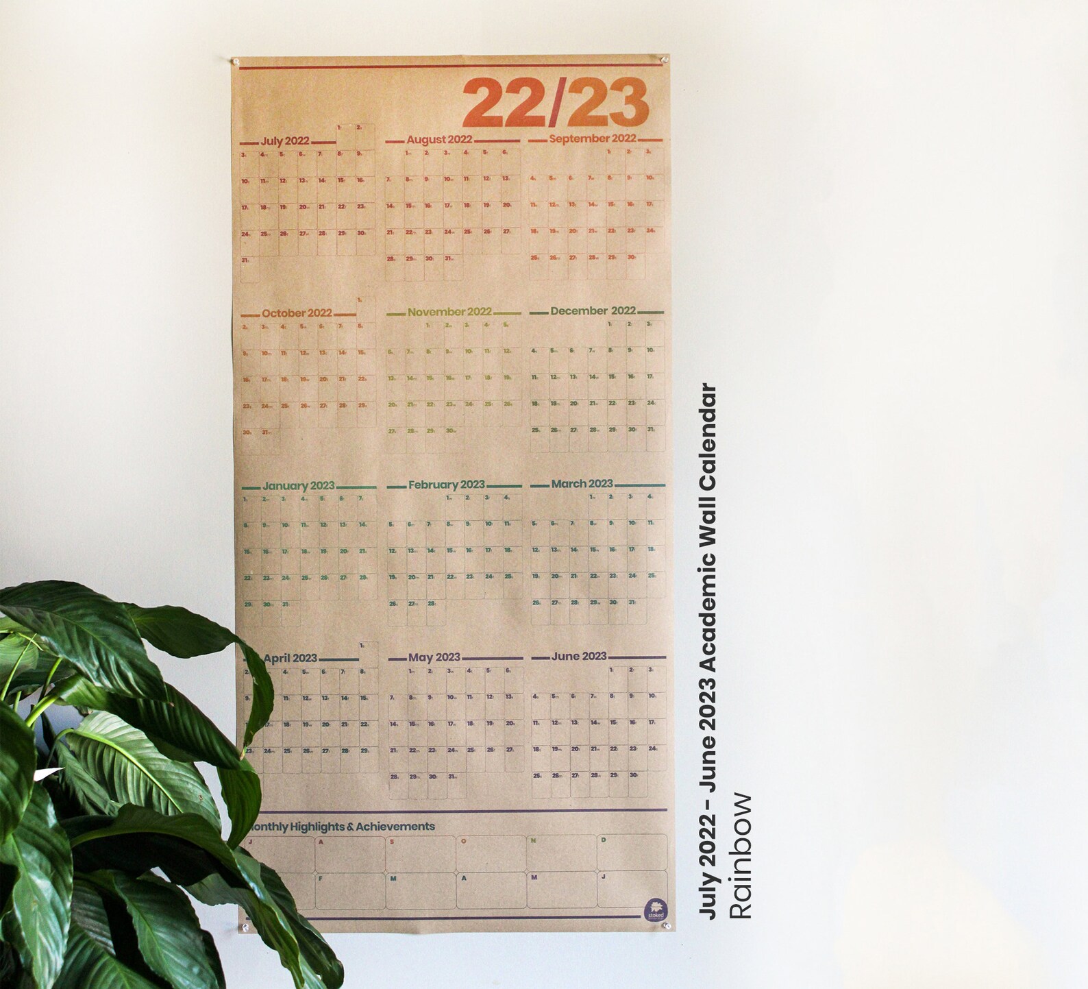 2022/2023 Academic Wall Calendar 24x48 Wall Calendar & Etsy
