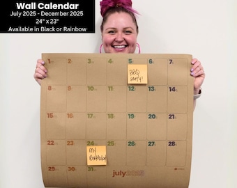2025 6-Month Large Wall Calendar, July-December 2025 Production Calendar, 100% Recycled Wall Calendar
