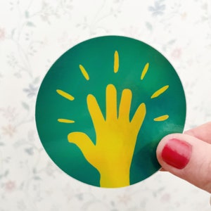 High Five Holographic Vinyl Sticker, Laptop Sticker, Waterproof Sticker, Vinyl Sticker, Holographic Sticker
